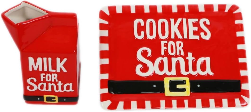 DEI Cookies and Milk for Santa Plate and Milk Container Holiday Set