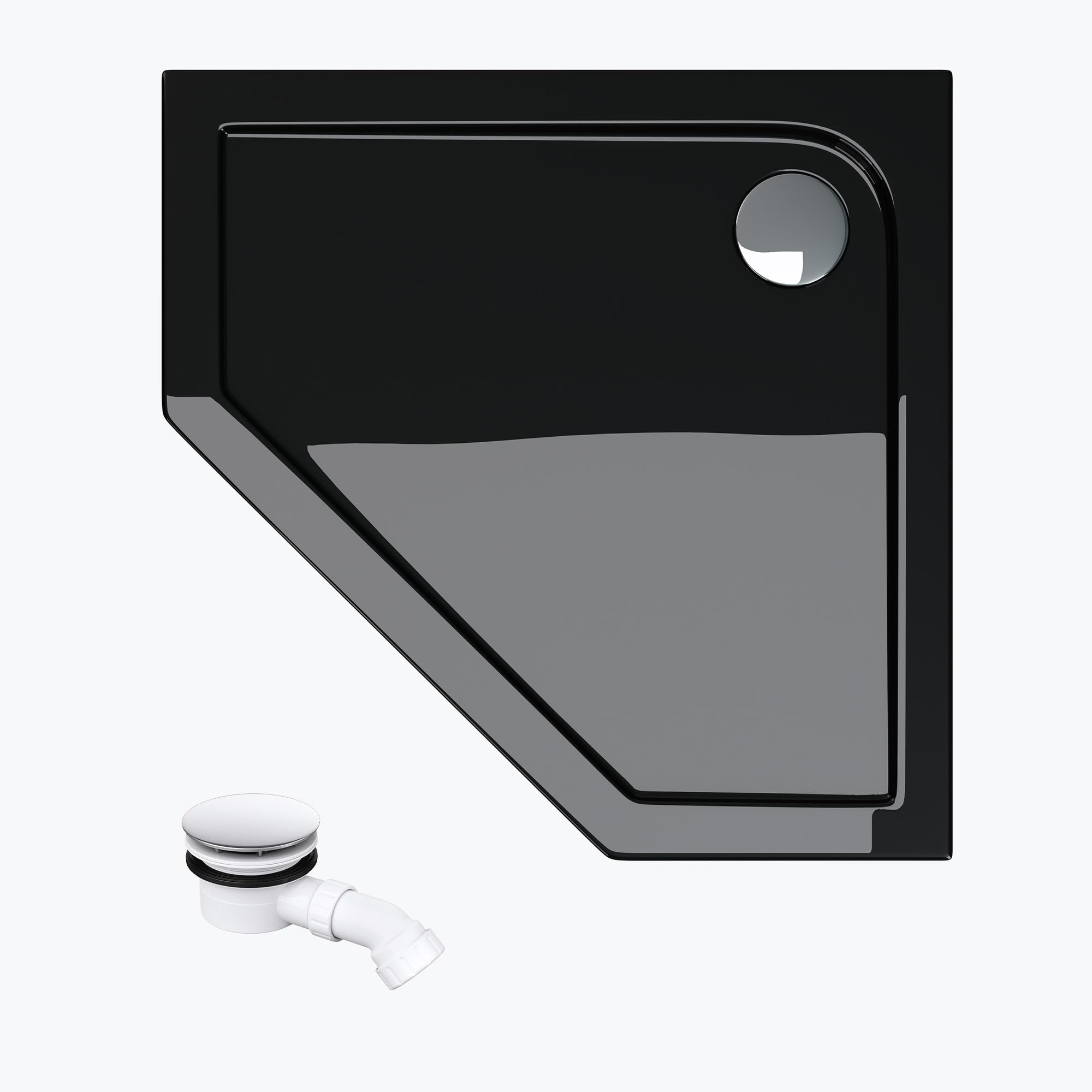 Mai & Mai Plato de Ducha Rectangular Negro 80x80x4cm Plato de Ducha Extraplano Acrílico con Juego de Desagüe AL02 Faro5