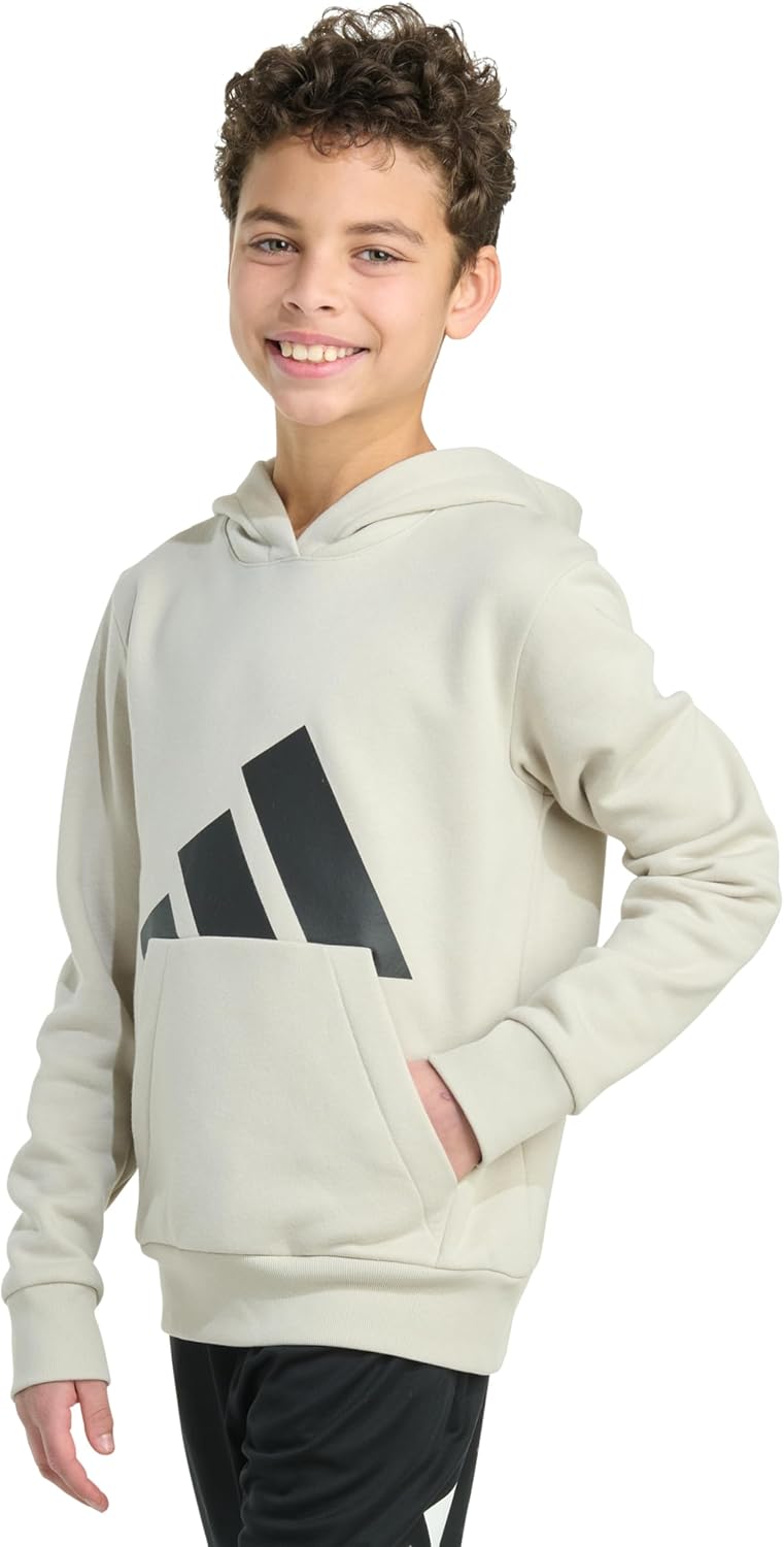 adidas Boys Long Sleeve Essential Big Logo Fleece Pullover Hoodie - Image 4