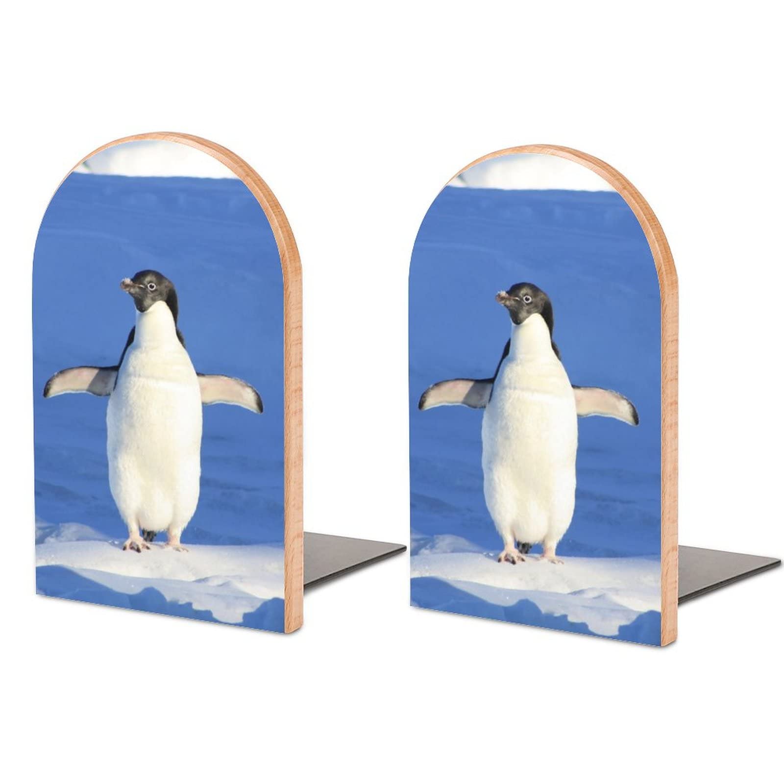 Amazon.co.jp: ペンギン ブックエンド 棚用 木製ブックスタンド