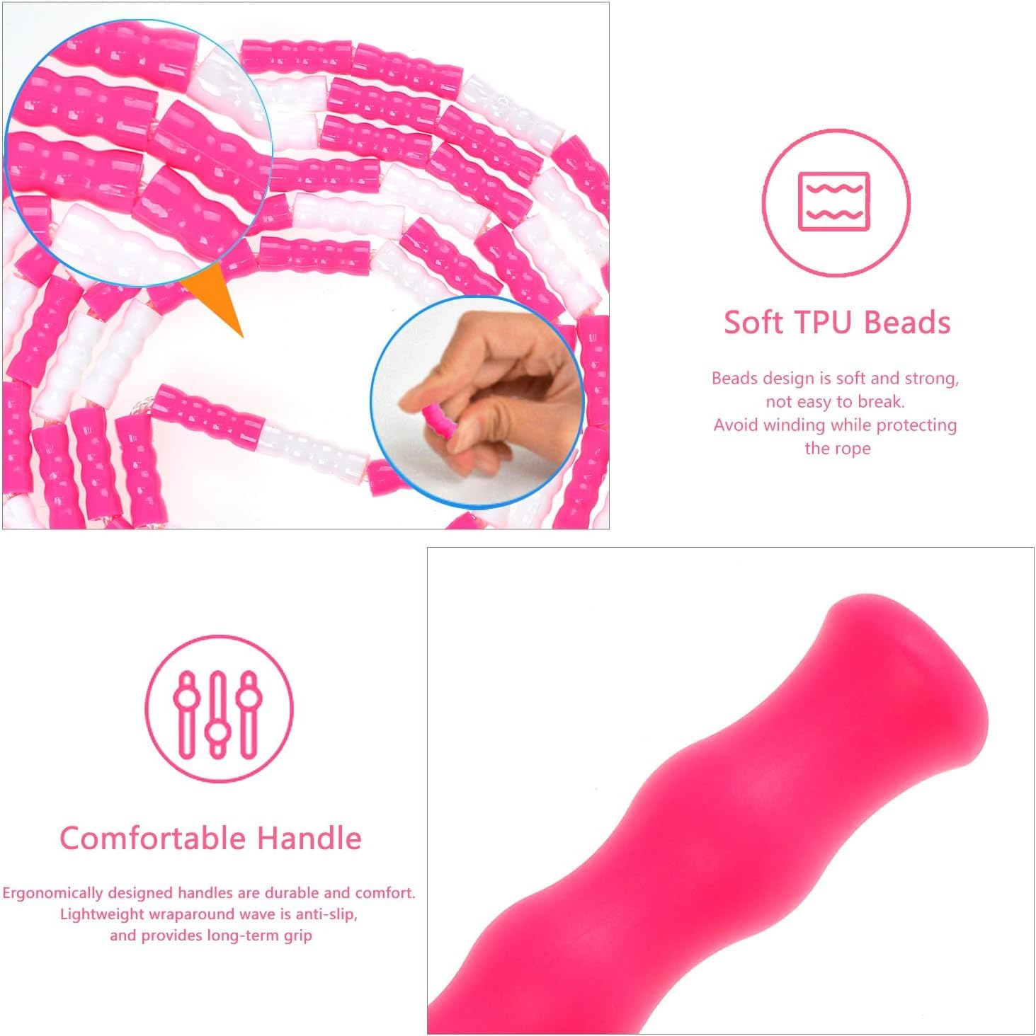 [JUMP Yuedong] Kids Jump Rope Soft Beaded Skipping Rope for Kids Adjustable Tangle-Free Fancy Rope for Children Youth Girls Boys