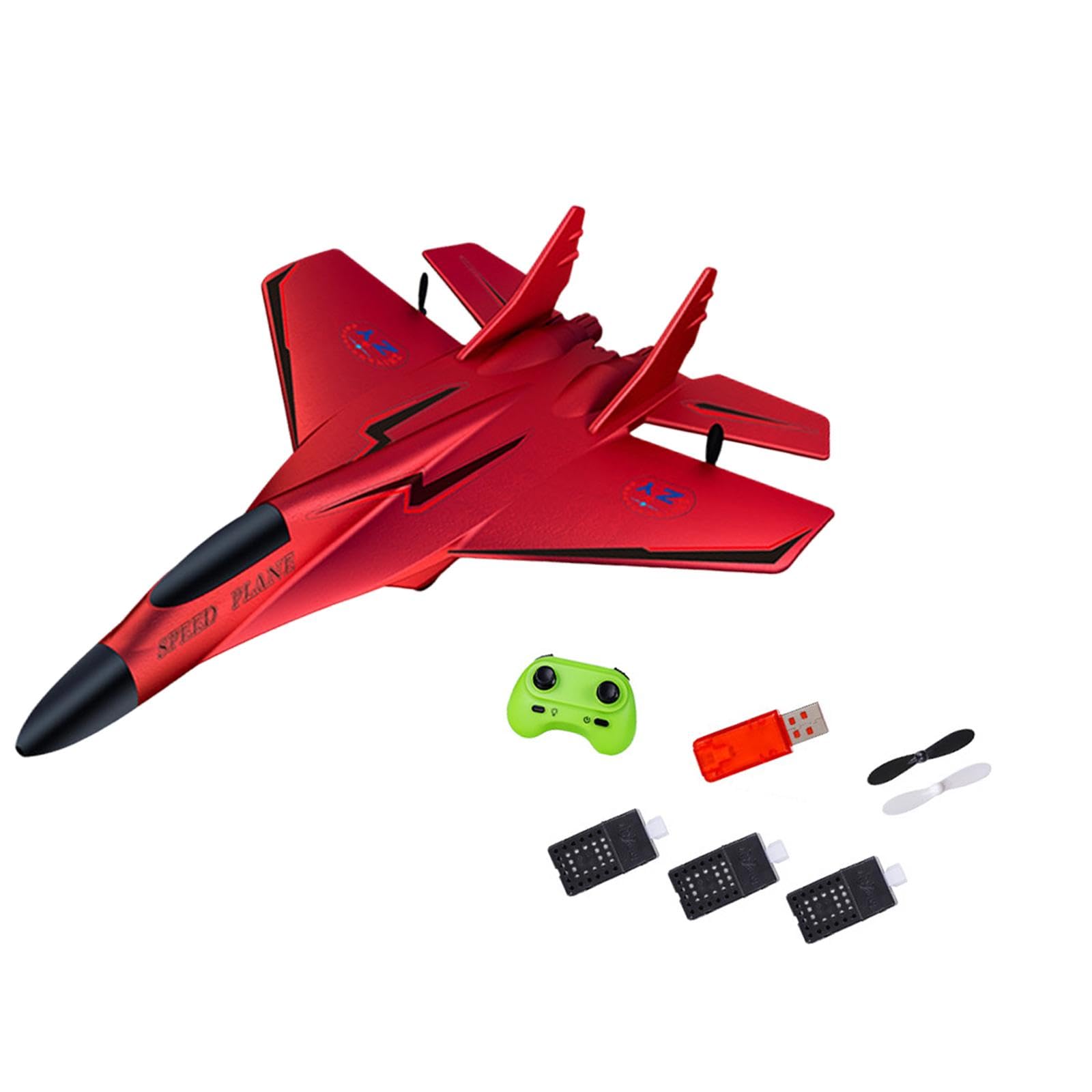 RC Glider Plane Flying Toy for Kids Gift with Light and 150M Height, Red