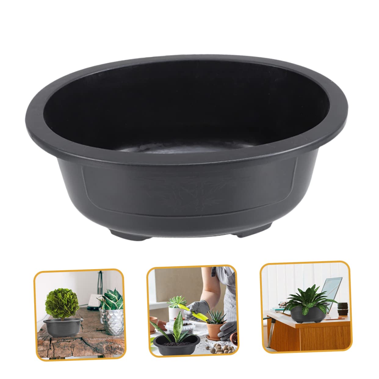 SUPVOX 2 Piezas Macetero Grande Ovalado De PláStico con Drenaje para JardíN Y BonsáI Maceta para Plantas Y Flores Uso En Hogar Oficina BalcóN Y DecoracióN Exterior