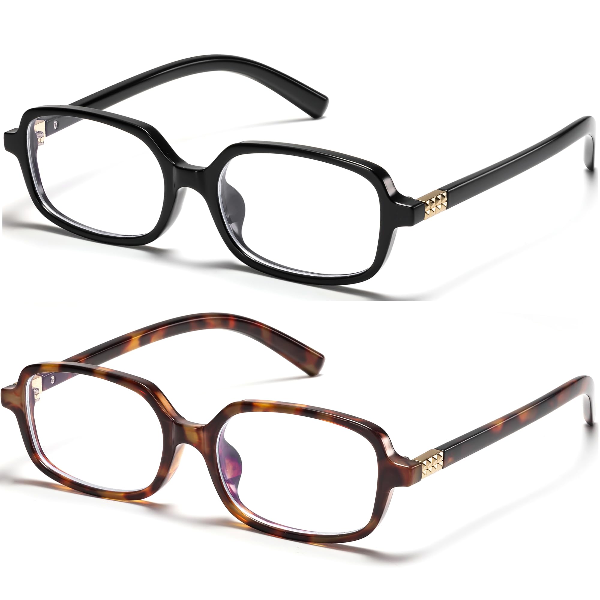 Retro Rectangle Blue Light Blocking Glasses for Women 90s Fake Eyeglasses Y2K Fashion Computer Glasses Tortoise Frame