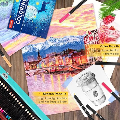 image for iBayam Art Supplies, 150-Pack Deluxe Wooden Art Set Crafts Drawing Pai