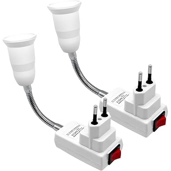 2 x E27 socket socket E27 wall lamp with switch 360  adjustable gooseneck socket for lamp holder LED lighting reading lamp bed/office/kitchen wall light no bulb