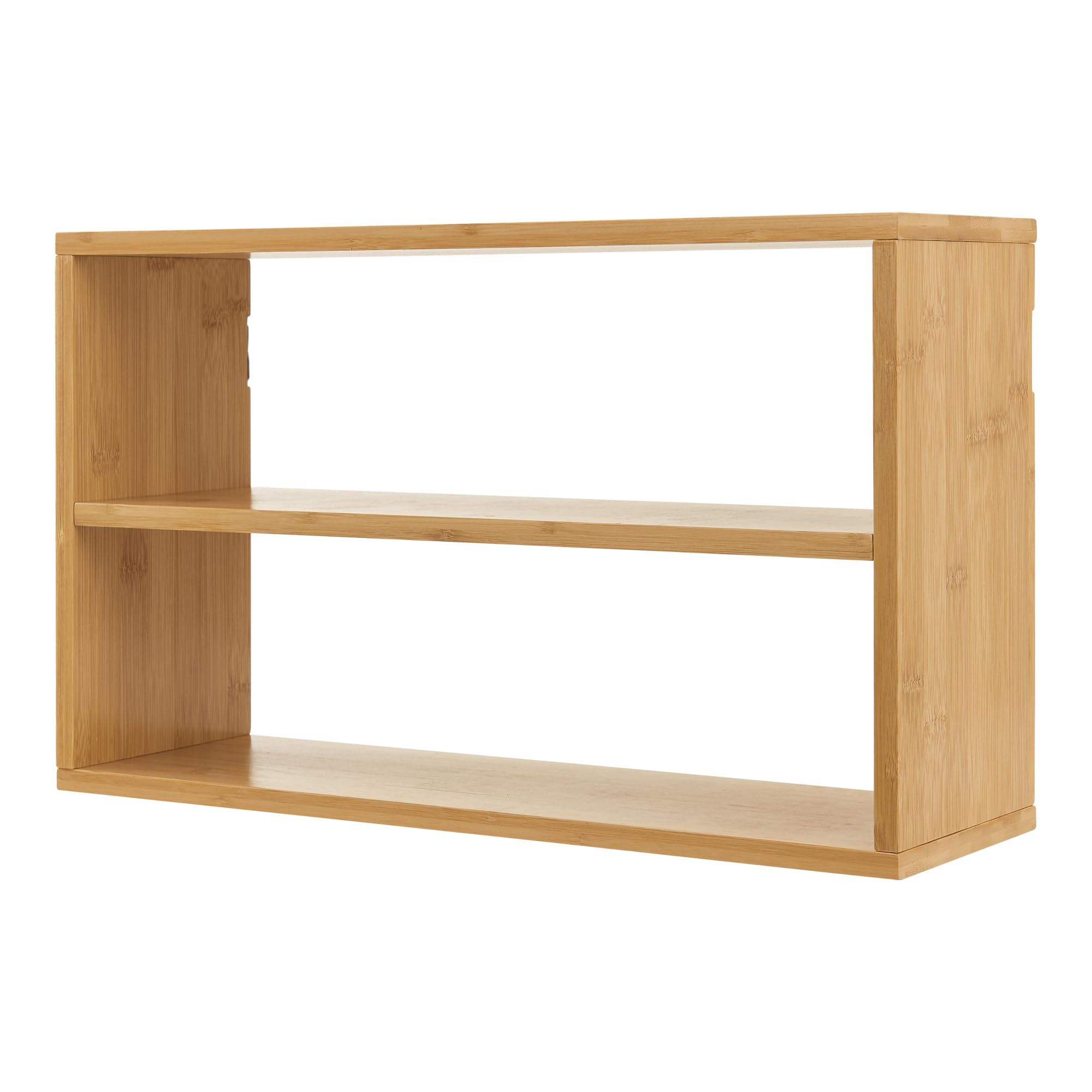 [en.casa] Scaffale da Parete Libreria Sospesa Scaffale Pensile con 2 Scomparti Mensola Rettangolare da Muro in Bambù 50 x 15 x 30 cm Naturale