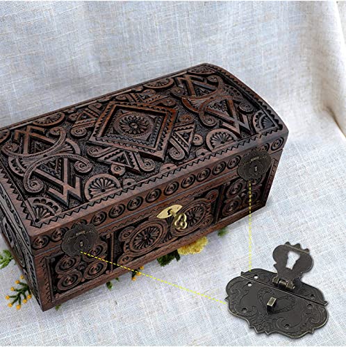 Olldag 4 Pcs Antique Clasp Hasps Latches, Vintage Bronze Decorative Hook Locks With Screws For Wood Case Jewelry Chest Box Crafting Case Furniture (Large) #TOP3