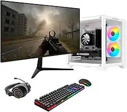 PC Gamer Completo BluePC FRAG, AMD Ryzen 5 5600X, Radeon RX 580 8GB, B450, 16GB DDR4, SSD 512GB NVMe, Monitor 23" 75Hz, Kit Gamer - PGBP-FRA154