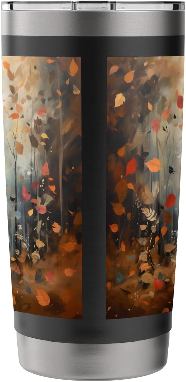 Cute Fox Fall Woodland Forest Autumn Leaves Stainless Steel Insulated Tumbler - Image 2