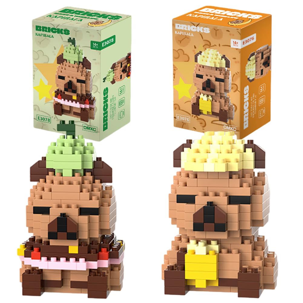 Capybara Building Blocks Anime Model Micro Blocks 3D Puzzle Micro Brick Figures Toys Plastic Model Kits Micro Building Block Puzzle Children DIY Block 2PCS(B)