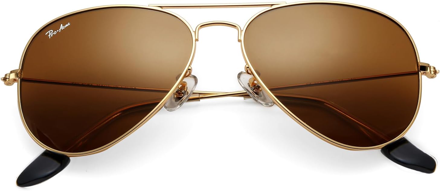 Classic Aviator Sunglasses for Women & Men Glass Lens Metal Frame UV400 Driver Sunglasses