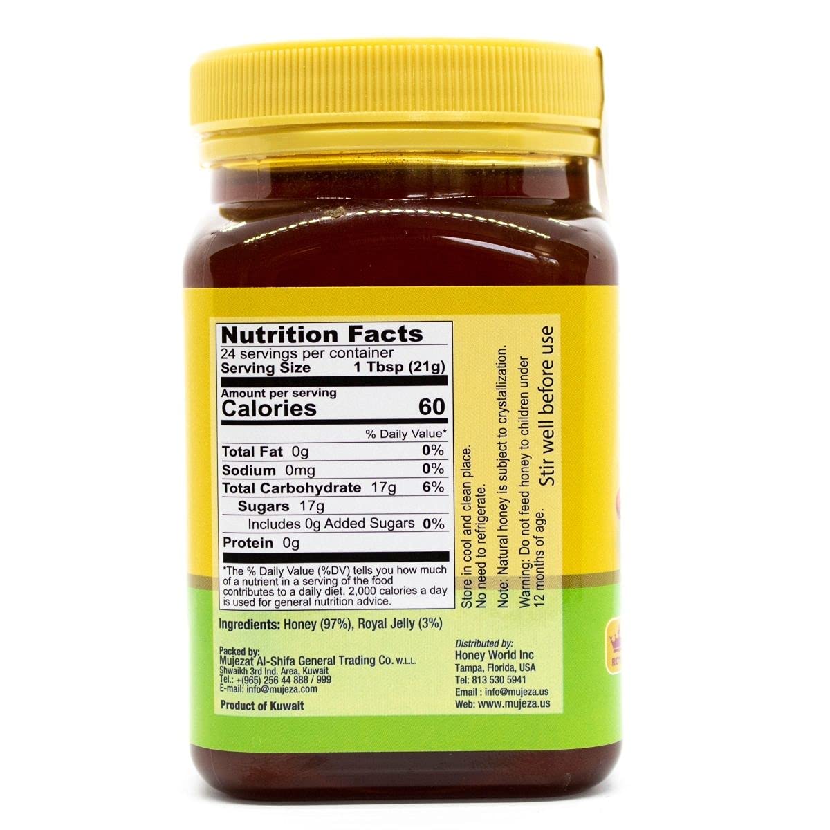 Authentic Mountain Sidr Honey with Royal Jelly – Jujube Honey, Supports Mental Health, Memory and Cognition, 100% Natural, Raw Liquid Honey, Gluten Free (500g / 17.6oz)
