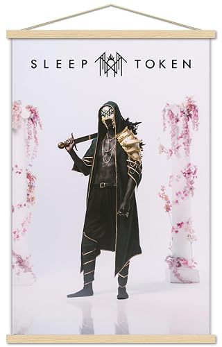 Trends International Sleep Token - Caramel Wall Poster with Magnetic Frame, 34L x 22.4W, Print and Beechwood Hanger Bundle