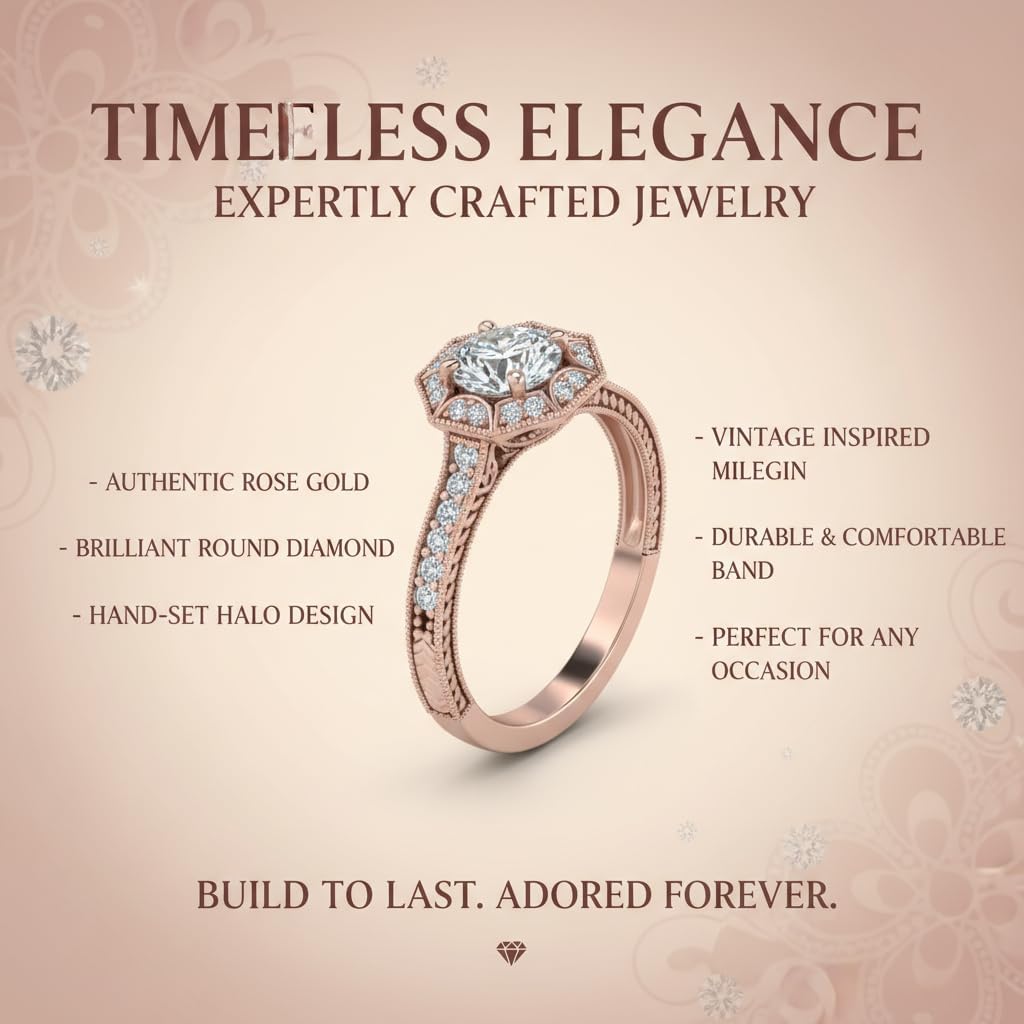 Choose Your Gemstone Antique Two Tone Wedding Ring Rose Gold Plated Round Shape Vintage Engagement Rings Everyday Jewelry Wedding Jewelry Handmade Gifts for Wife US Size 4 to 12