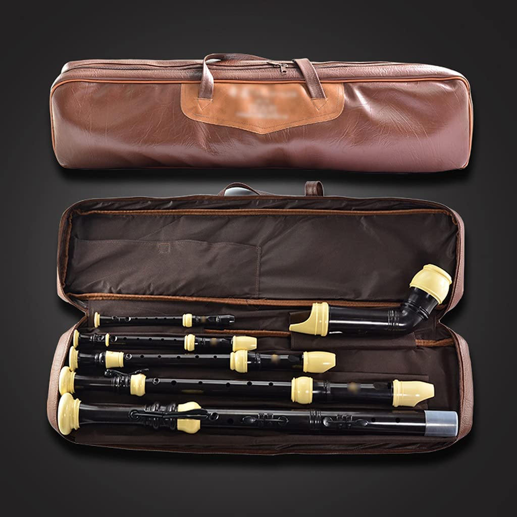 Blockflöten Blockflöte Lernen Erwachsene Erwachsene C-Taste Barock 8-Loch Blockflötensatz, Band Performance Britische Blockflöte, 5-teilig, Mit Ledertasche (Color : Black, Size : 5 Pieces)