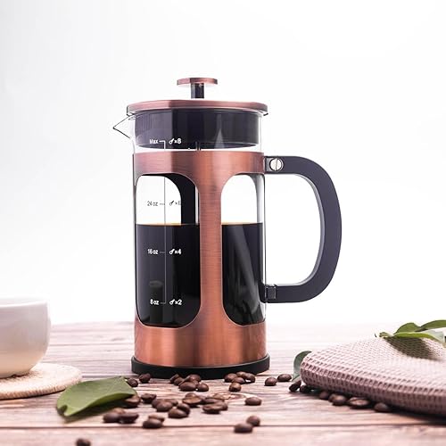 Miniatura 20 de Cafetera de prensa francesa, 8 tazas de 34 onzas, prensa de café de acero inoxidable 304 con 4 pantallas de filtro, vidrio de borosilicato