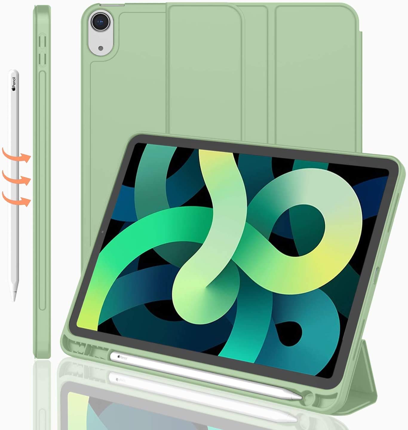 Oaky Pencil Holder Case for iPad Air 6th Generation 11 Inch Case M2 2024/ iPad Air 5th Gen Case 2022/ iPad Air 4th Gen Case 2020 Slim Trifold Stand with Auto Wake/Sleep Soft TPU Back Cover - Green (B08L8Z93P8) Amazon Price History, Amazon Price Tracker