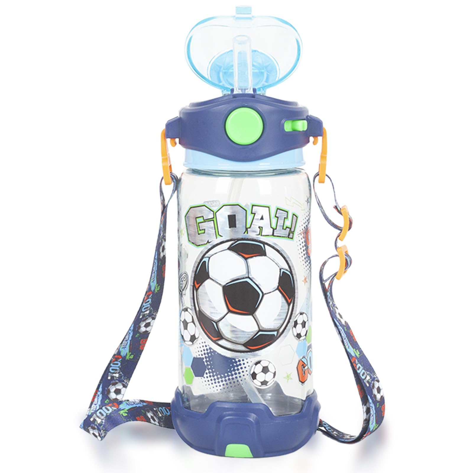 PinkSheep Kids Water Bottle with Straw/Lanyard, 650ml Child Drinking Water Bottle, BPA Free Leak-Proof Locking Flip Lid for Kids Girls Boys School Sport Travel (Football) — image 1