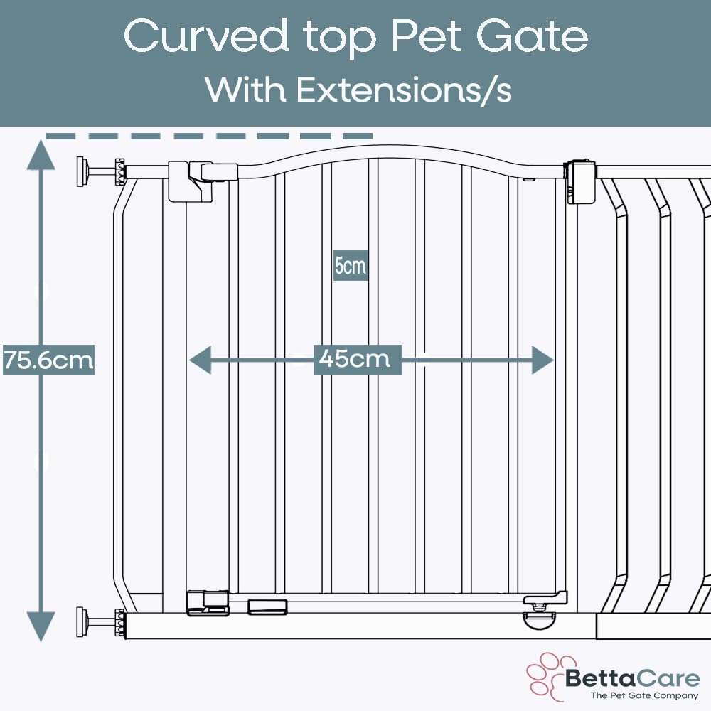 Bettacare Curved Top Dog Gate, 161cm - 170cm, Matt Black, Pressure Fit Pet Gate for Puppy and Dog, Easy Installation — view 3