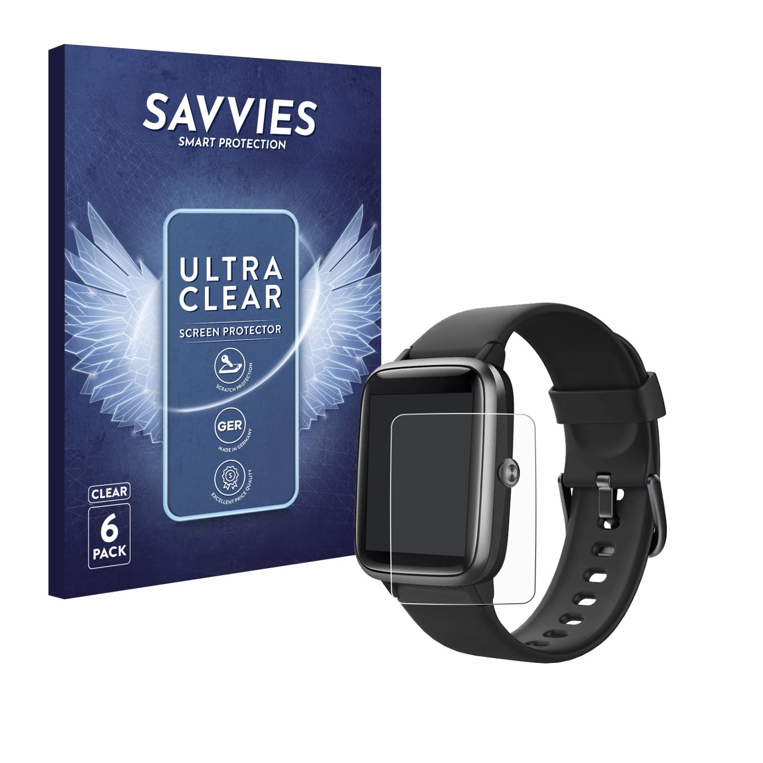 Savvies Screen Protector Compatible with Fitpolo IP68 Protection Film Clear 6-Pack