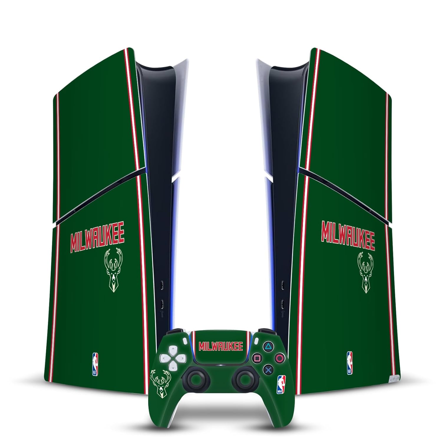 Head Case Designs Officially Licensed NBA Retro Design Milwaukee Bucks Logo Vinyl Sticker Gaming Skin Decal Compatible With Sony PlayStation 5 PS5 Slim Digital Edition Console & DualSense Controller