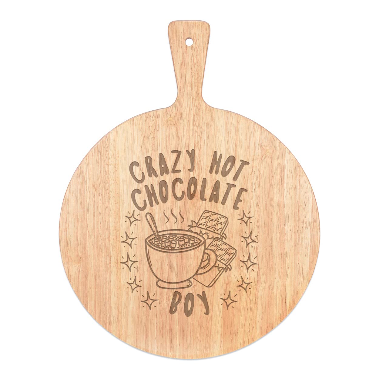 Plateau de service rond 45x34cm en bois avec poignée pour pizza et rame