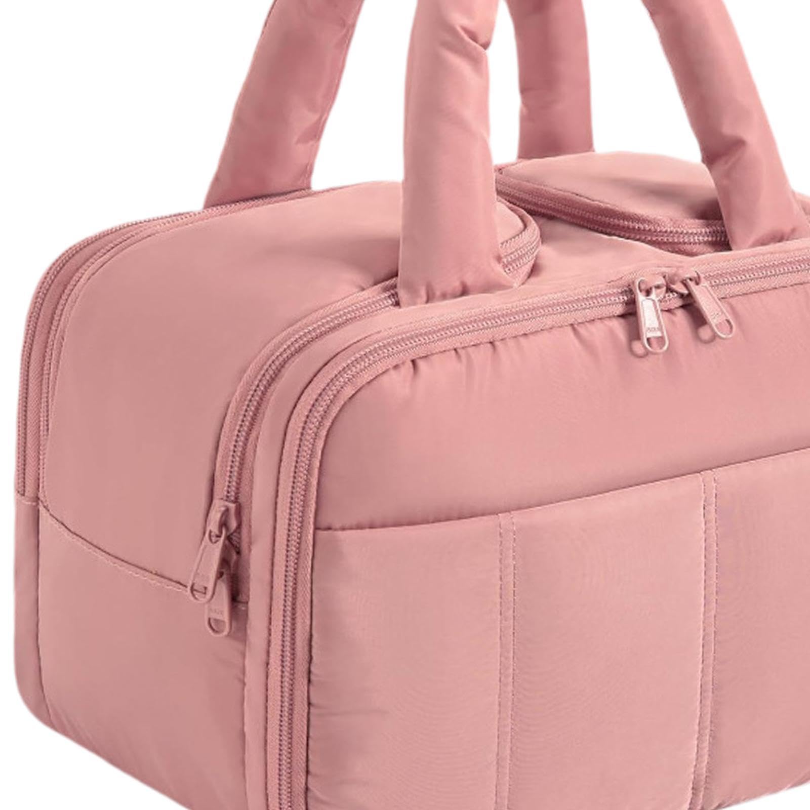 Travel Borsa Da Toilette Compatta Organizzatore Cosmetico Borsa Trucco Pouch con Zipper Materiale Poliestere Adatta a Casa Viaggi Bagno Vacanza, Rosa