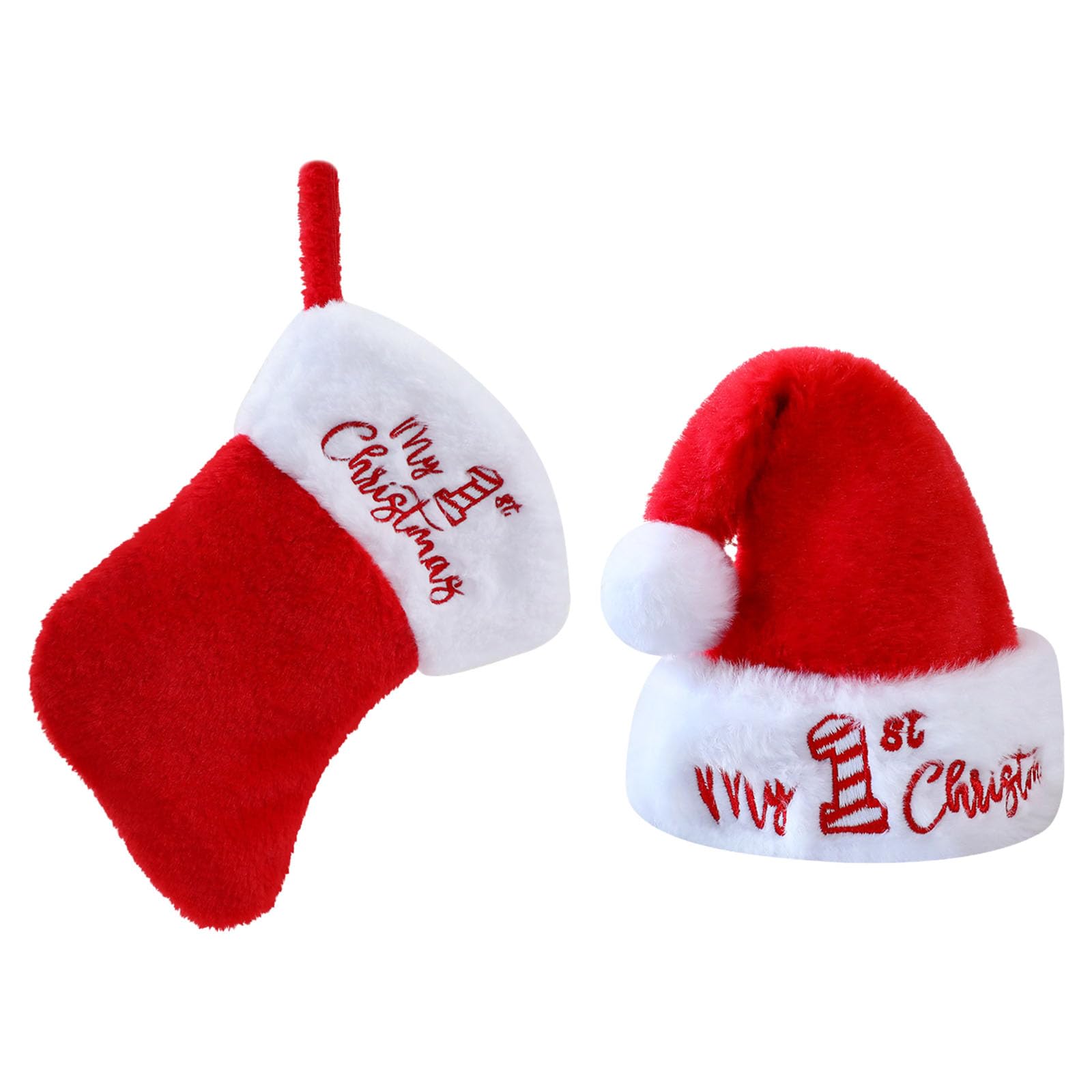 Msioytog Holiday Socks and Santa Hat Traditional Christmas Decoration for Fireplaces Mantels Family Craft Projects Festival Home Decoration