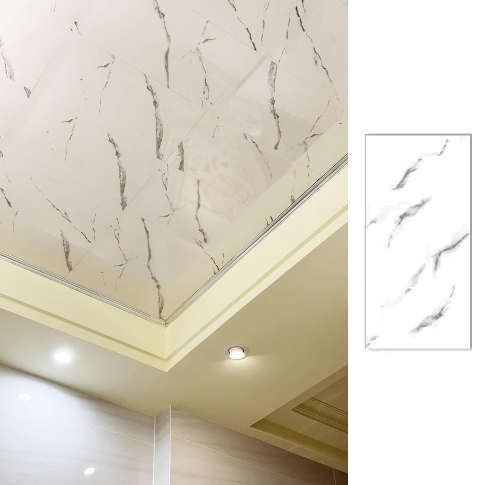 Panneaux de plafond PVC imitation marbre pour embellir la cuisine