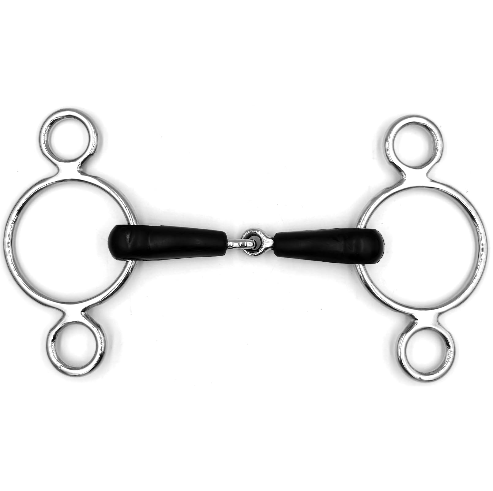 ES0239 Gebiss 3-Ringtrense 3-Ring Gummigebiss Einfach Gebrochen mit Gummi aus Edelstahl Gebissstärke 20 mm (12.5 cm)