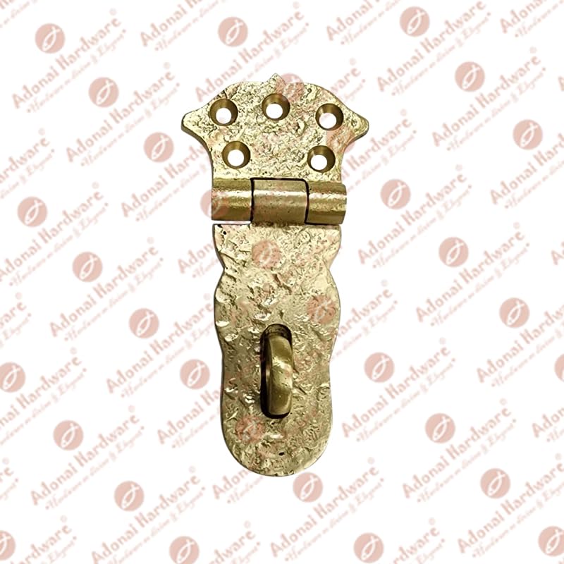 Image of Adonai Hardware inchParan inch Heavy Duty Brass Safety Locking Hasp and Staple (4 inch x 2 Pack, Satin Brass) for Vintage Pirates Treasure Chest, Trunk, Wooden Jewelry Box, Cases, Furniture and Sheds