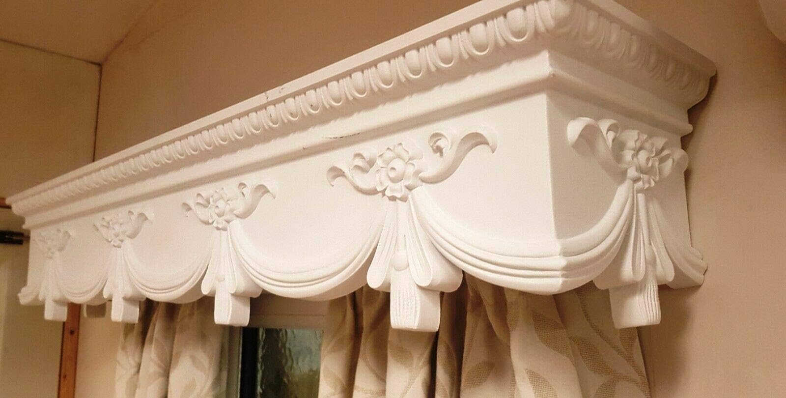 Click CURTAIN BOX VALANCE PELMET WINDOW CORNICE SWAG CROWN CANOPY COVER VICTORIAN 5 feet 60 inches 1524cm x 18.5cm x 18.5 cm EASY FIT