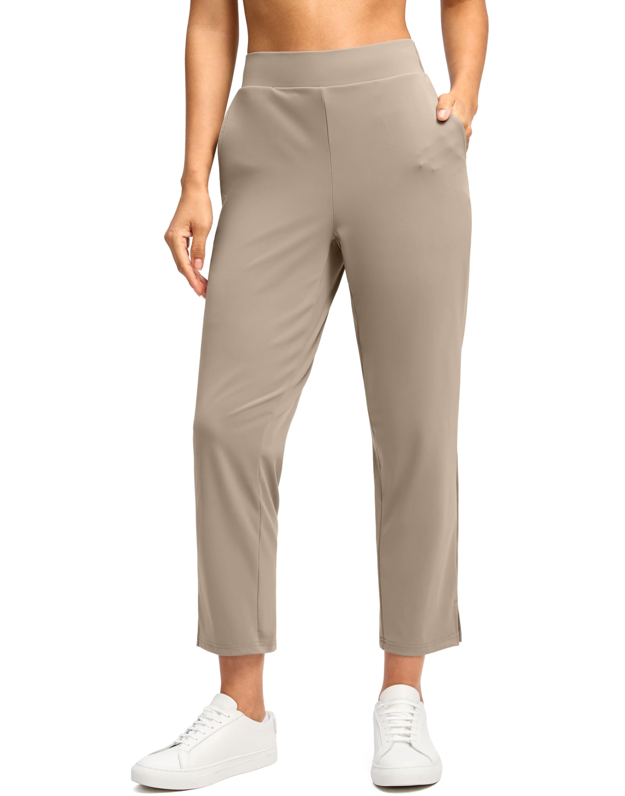 G Gradual Women's Pants Ankle 7/8 Golf Pants 3 Pockets Stretchy Petite Travel Pants Inner Drawstring for Work Business Casual