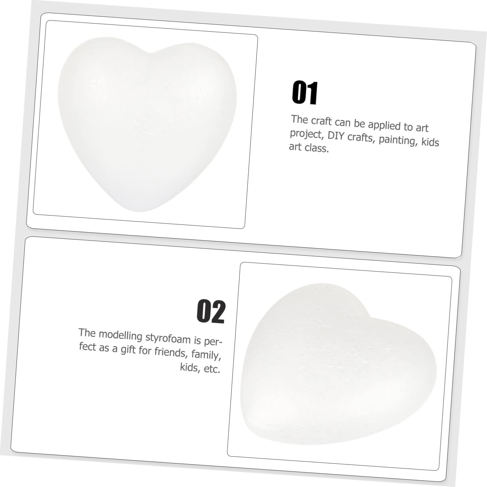 Palline In Polistirolo A Forma Di Cuore – 2 Pezzi Da 20 Cm, Bianche, Cave, Ideali Per Ghirlande E Decorazioni Fai Da Te