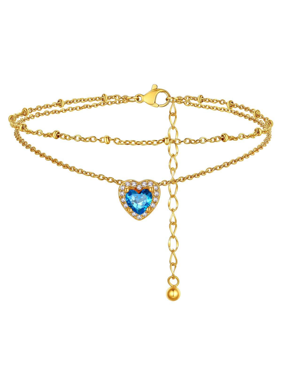 FindChic Birthstone Anklets for Women Layered Ankle Bracelets for Women