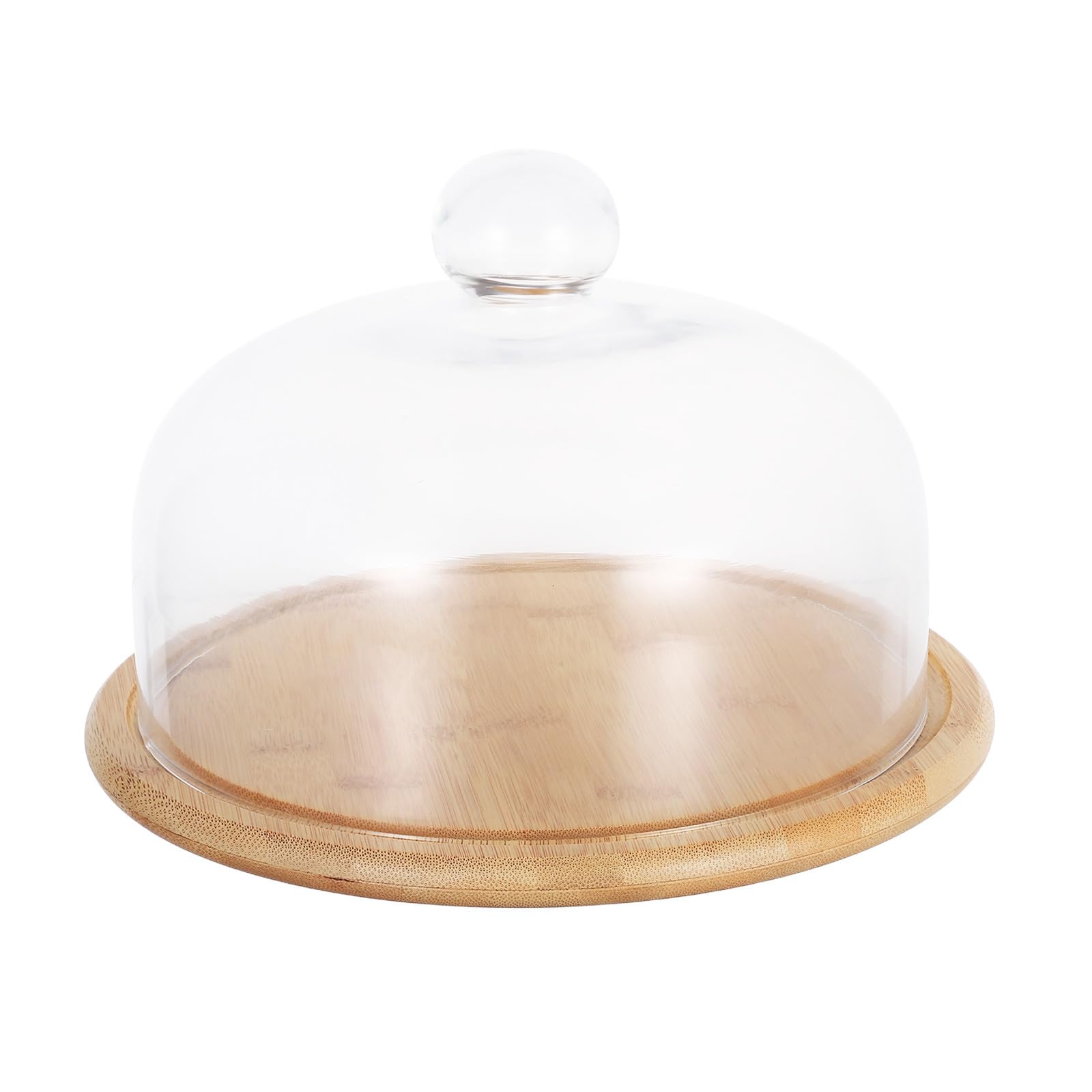 Elegante soporte para tartas con cubierta de cúpula de grado alimenticio y bandeja de madera, perfecta exhibición de pastelería para cafeterías, hoteles y eventos, elegante presentación de postres