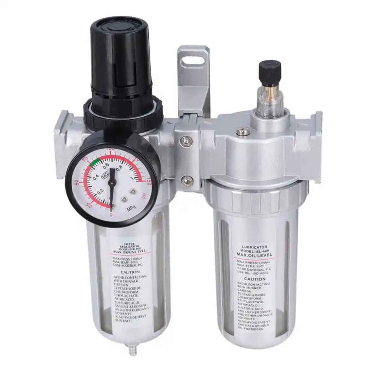 Manometro, separatore Acqua/Olio G1/2in Filtro di aspirazione con manometro per sistemi Pneumatici