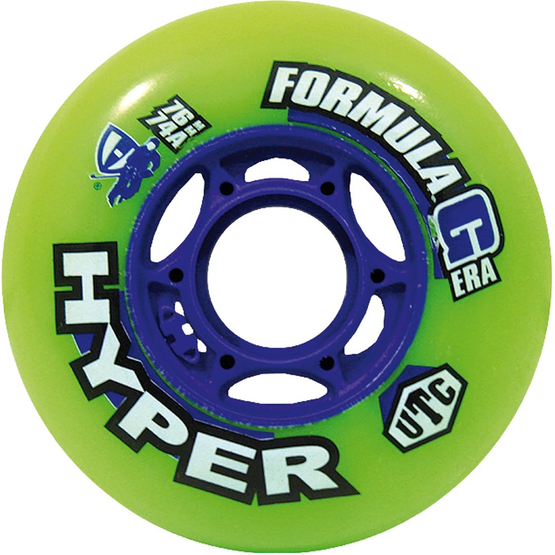 HyperWheels Des Hyper Rad P. Hock Ind Fg Era68-74a Pack of 4 Hockey Wheels and Roller Skates, Unisex, for Adults, Green (Green) 68 mm/74a