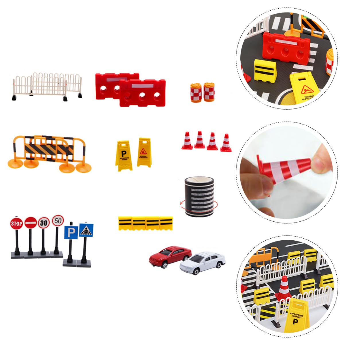 Abaodam 27 Pièces Panneau De Signalisation Jouets Miniatures Jouets Magnétiques Plaques De Rue pour Les Enfants De Barricade De La Circulation De Chantier Plastique