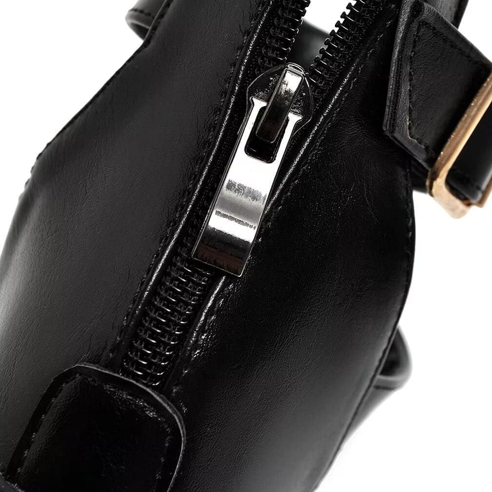 Agodor Women's Strappy Chunky Heeled Roman Gladiator Sandals High Heels Gothic Platform Open Toe Caged Shoes (US 7.5, Black) - Image 6