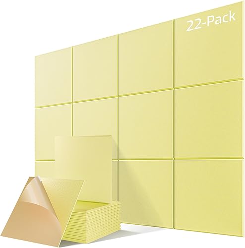 Miniatura 65 de Paquete de 12 paneles acústicos autoadhesivos, paneles de espuma de alta densidad a prueba de sonido de 12 x 12 x 0.4 pulgadas para paredes, paneles