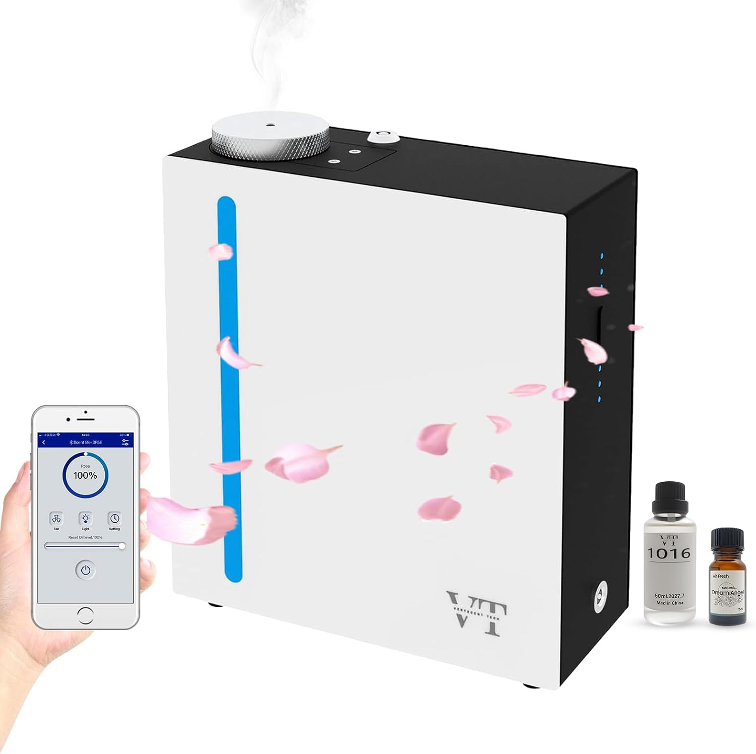 Heavy Duty Alloy Whole House HVAC Scent Diffuser with 4 OZ Essential Oil for 3000 Sq. Ft Home Hotel Large Room Office, App Control Waterless Aroma Oil Diffuser System, Cool Mist Air Freshener Machine