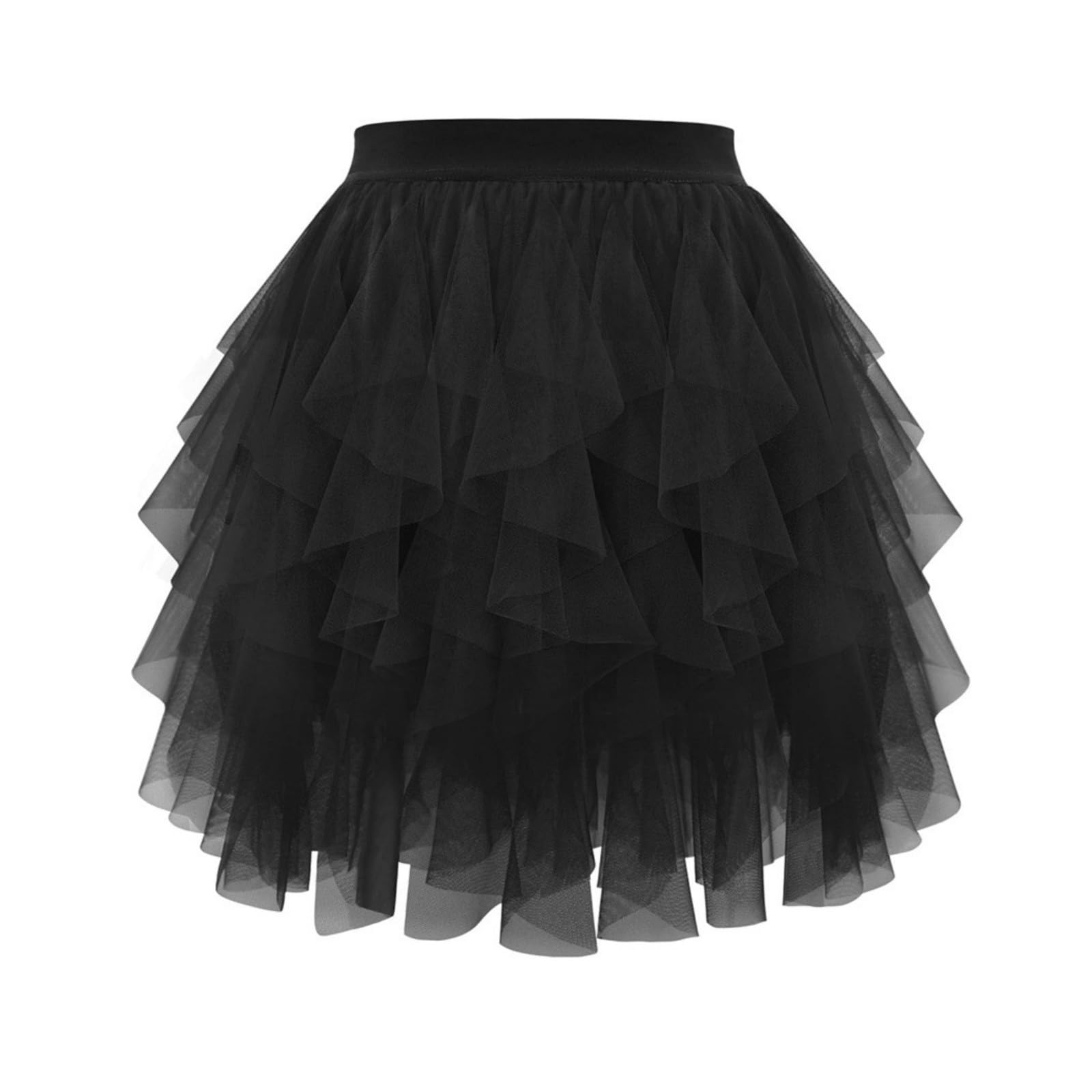 Womens Summer Mesh Pleated Tutu Skirt | High Waisted Fluffy Layered Cake Skirt | Mini Skort for Stage Performance