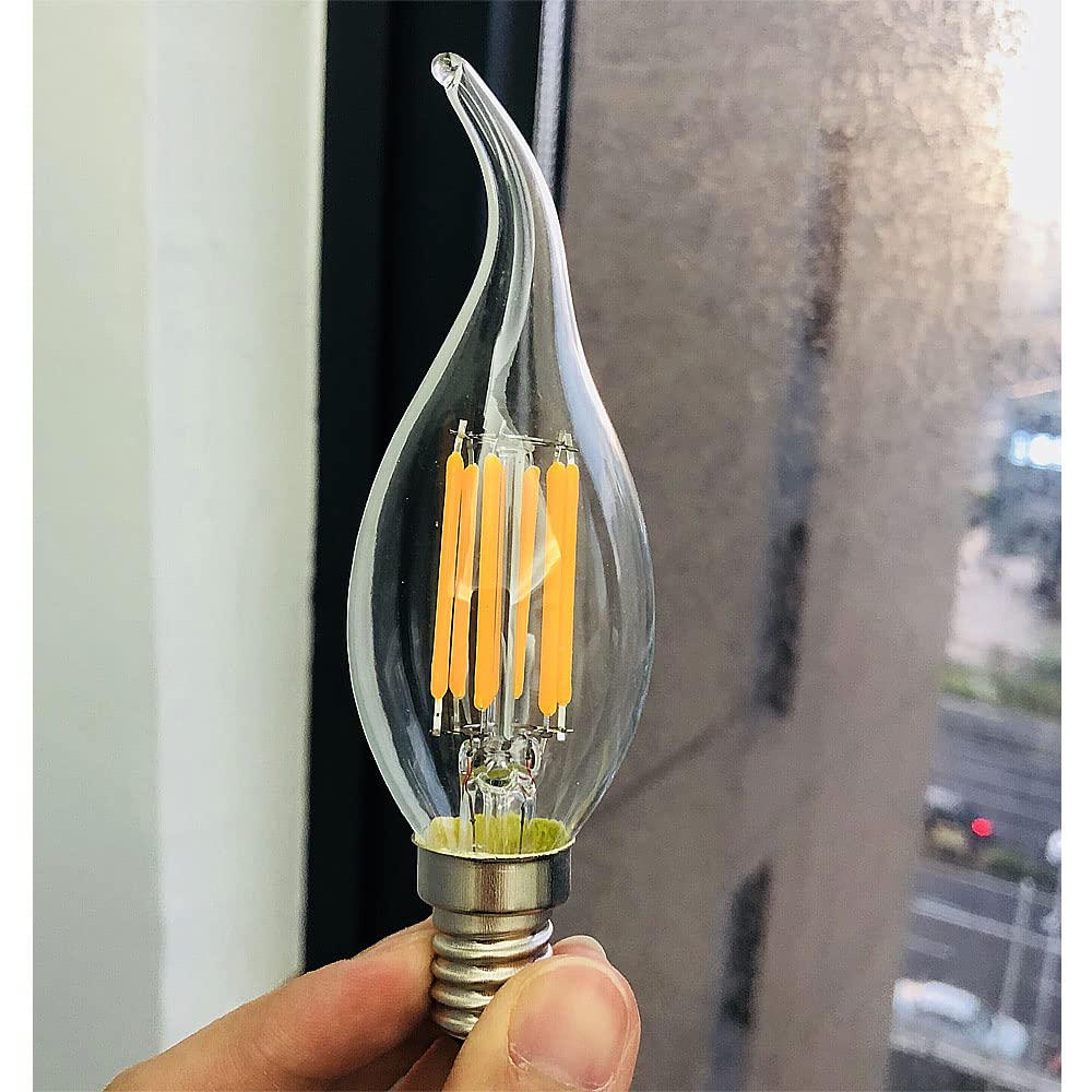 Ruihua 16 Packungen E14 6W Dimmbare Warmweiß 2700K LED Filament Glühbirnen,600LM Edison Vintage Kerzenbirne C35 Kleine Spirale Energiesparend Lampe,AC 220-240V