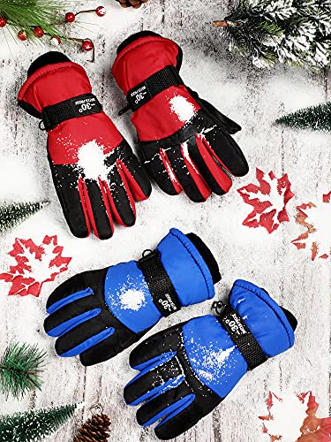 Satinior 2 Pairs Kids Waterproof Gloves Winter Warm Gloves Outdoor Thickening Ski Gloves Cold Weather Snowboard Gloves For Boys Girls thumb #6