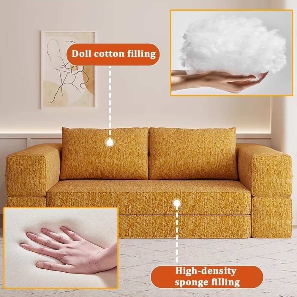 Divano Letto Convertibile, Sedia Dormiente Pieghevole con Bracciolo di Supporto e Cuscino, Comodo Divano Componibile In Schiuma a Forma di L Semi-chiuso per Soggiorno(Green,1.8m)
