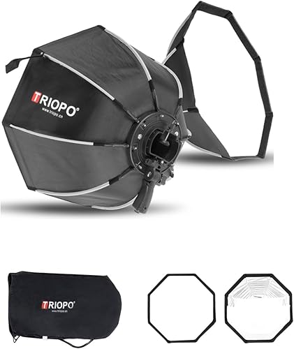 Triopo Softbox de 47.2 pulgadas con rejilla de panal, paraguas octágono para fotografía Godox V860 V850 TT600 TT685 TT685II YN560 III IV JY-680A,