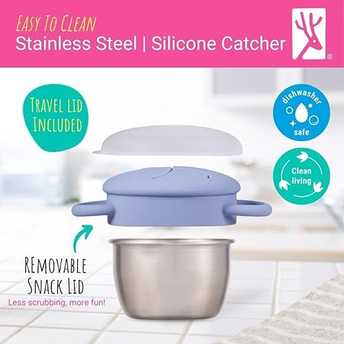 Miniatura 6 de Elk and Friends Vasos de acero inoxidable  Recogedor de alimentos de silicona extraíble y tapa de viaje  Contenedores de aperitivos a prueba de