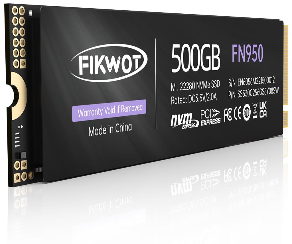 FIKWOT 2TB FN950 M.2 NVMe SSD PS5などに Fikwot FN950 NVMe SSD PCIe Gen4x4 M.2 2280, lecture jusqu'à 5000